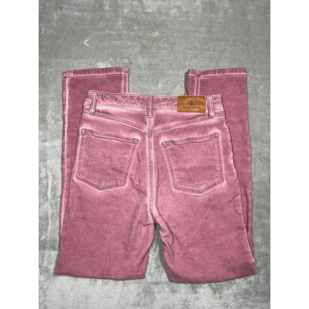 Ralph Lauren Straight Ankle Jean Women Size 2 Pink High Rise Slim